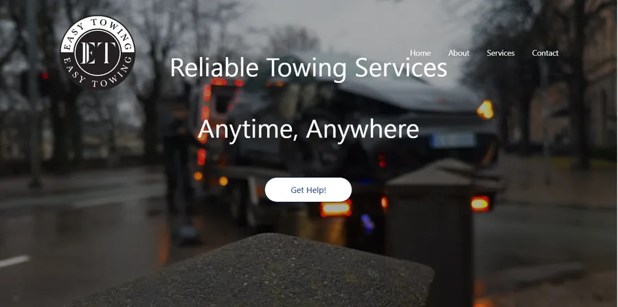 Easy Tow website home page.